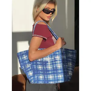 Lost Souls Tote Bag Blue Check