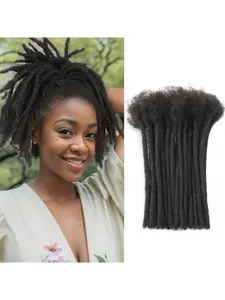 Dreadlock Extension Human Hair 0.6cm Width 60 Strands Permanent Human Hair Loc Extension Can Be Dyed Bleached Curled Handmade Loc Extension for Men Women Dreadlocks Extensions
