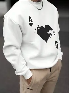 Men's fall outfits Sweatshirt Graphic Print Warm Sweatshirt Casual Slim Fit Long Sleeve Top Soft Winter Fashion Design for Daily Wear