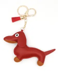 Creative Cute Sausage Dog Faux Leather Keychain, Bag Charm, Car Key Decoration, Adorable Accessory for Bags and Keys