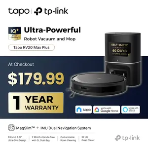 [Summervibes] Tapo RV20 Max Plus Ultra-Slim Robot Vacuum and Mop with 5300Pa Suction, MagSLIM LiDAR Navigation, Auto-Empty Dock, 97% Dust Pickup, Alexa & Google Home Compatible - Deep Cleaning Machine Deep Cleaning Machine Automatic Wireless