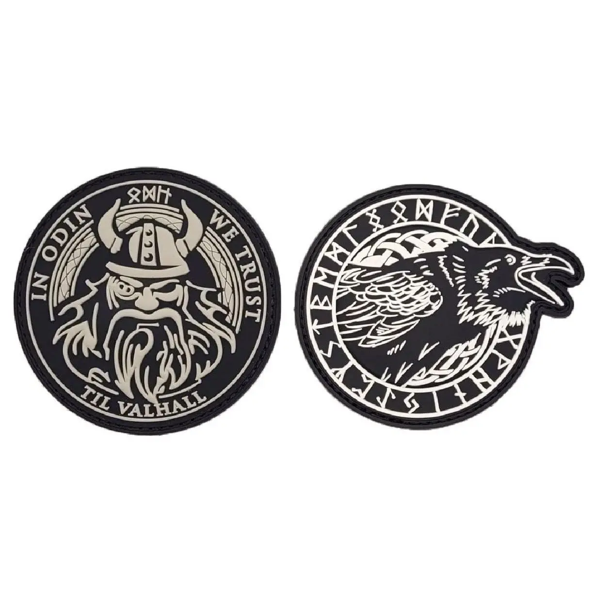 in Odin We Trust Viking God Raven Morale Patch [2PC Bundle - Hook Fastener - PVC Rubber ]