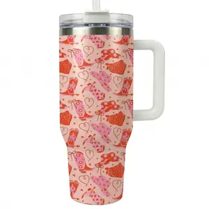 1 Pc 40oz Western Cowgirl Insulated Mug Tumbler, Sweet And Classic Cowboy Style Thermal Cup With Handle, Double Wall Stainless Steel, Leak Proof For Hot Cold Drinks, Mother's Day Gift,A gift for mom, Trendy Western Aesthetic Gift For Women Men