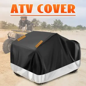 ATV Cover Heavy Duty 4 Wheeler Cover Quad Cover with Reflective Strip Windproof Buckle Storage Bag Outdoor Protection All Season Universal Color Stitching