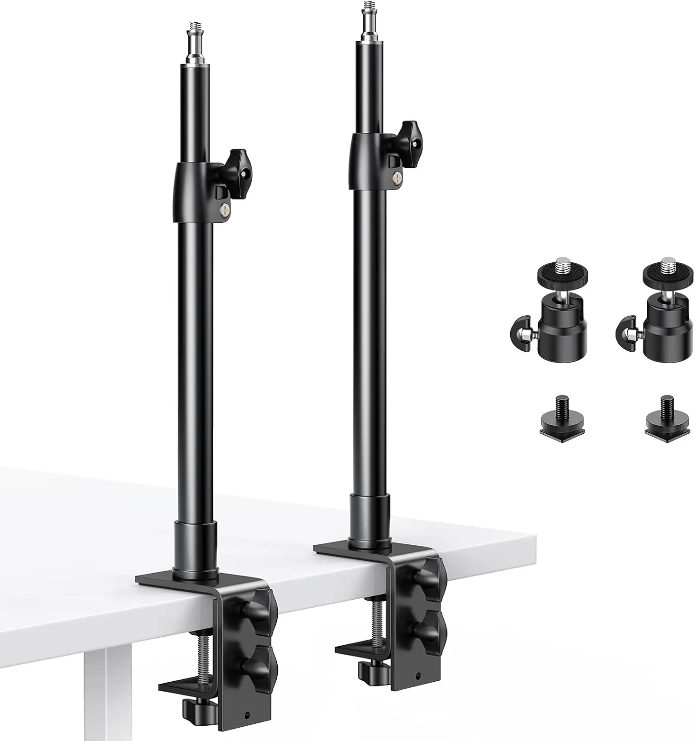 Camera Desk Mount Stand with 1/4" Ball Head, Adjustable Desktop Tripod for DSLR Camera, Ring Light, Video Light & Content Creator Setup