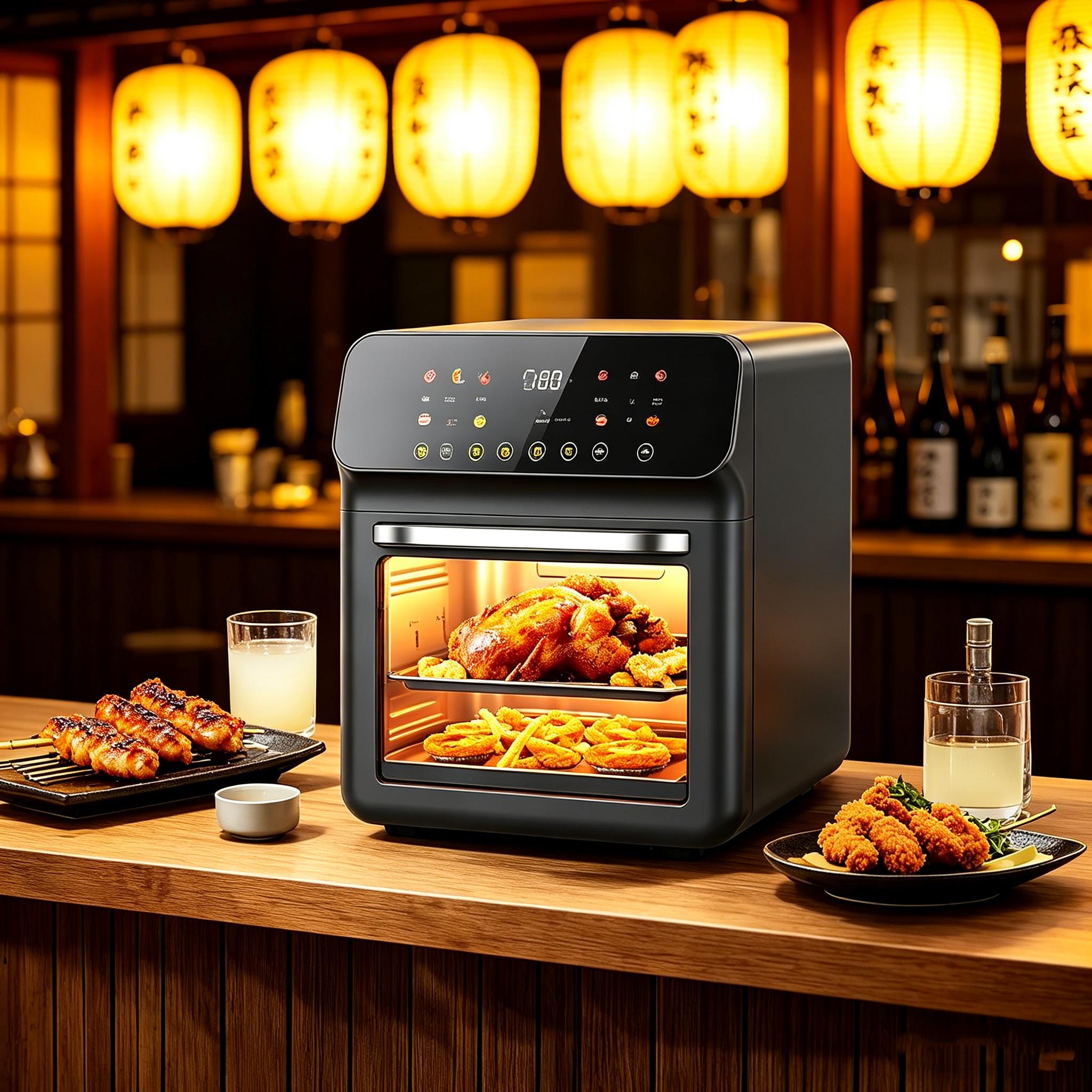 1pc Family Smart Air Fryer Oven, Touch Screen Visible Window, Stainless Steel Non-Stick, Low Oil Healthy, Multifunctional for Roasting Baking Frying, Countertop French Fries Maker for Home Kitchen Daily Use Glass