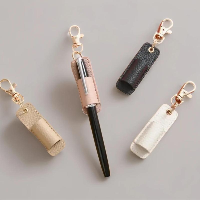 Portable Handmade Keychain Pen Holder, 1 Count Pu Badge Pencil Case ...