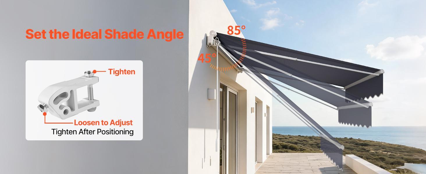 VEVOR Manual Retractable Awning, 8.2' x 6.6' Outdoor Patio Awning Retractable Sun Shade, Patio Door Window Water-Resistant Polyester Sunshade Shelter with Crank Handle for Deck, Balcony, Yard, Gray VEVOR Manual Retractable Awning, 8.2' x 6.6' Outdoor Patio Awning Retractable Sun Shade, Patio Door Window Water-Resistant Polyester Sunshade Shelter with Crank Handle for Deck, Balcony, Yard, Gray