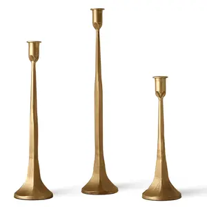 Cast Iron Taper Candle Holder Set of 3, Tall Candlestick Holders for Dining Table Centerpiece Decor, Vintage Candle Stick Holders, Decorative Candle Stands for Wedding Decoration, Antique Brass Christmas Gift Ornaments