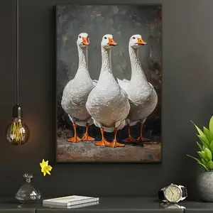 1pc Three White Geese Wall Art Poster - Elegant Minimalist, Frameless Canvas Suitable for Bedroom, Living Room, Corridor - Winter Decor & Housewarming Gift, Neutral Decor for Small Spaces