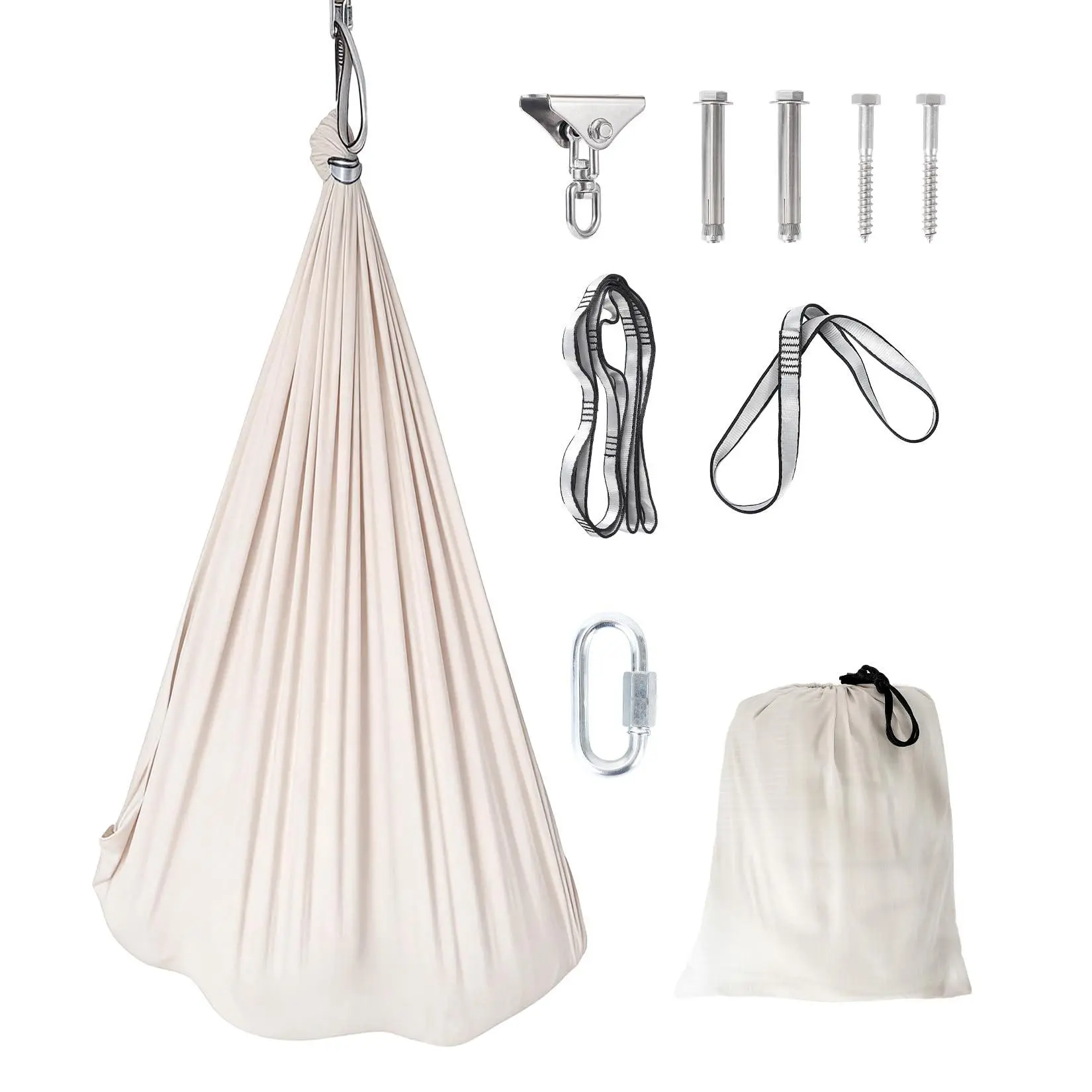 GARVEE Sensory Swing for Kids & Adults, Indoor Sensory Swing for Hug Like Calming Effect, Double Layered Soft Fabric and Heavy Duty Hardware, Beige