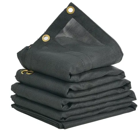 【toolupgrade】VEVOR Heavy-Duty PVC Coated Black Truck Bed Cover for Trailers, 7x14ft Vinyl Roll-Up 1000D Thick Mesh Tarp, 5.5" 18oz 3-Layer PVC Pockets, Double Stitch, 2ft Brass Grommets - Manual & Electric Compatible