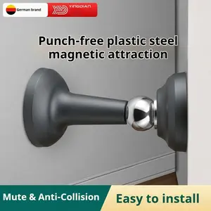 No-Drill Door Stopper, Anti-Collision Silicone, Strong Magnet, Silent, Home Use, Bathroom Door Holder, New Design, Floor Contact