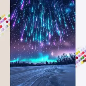 5D DIY Diamond Arts Colorful Painting Kit, Meteor Shower Pattern Diamond Pattern Design Diamond Arts Colorful Painting without Frame, Handmade Art Crafts for Home Decor