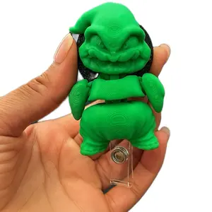 Boogie Man Badge Reel - Green Character Design with Clear Clip Attachment