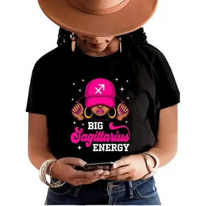 Sagittarius Zodiac TShirt for Women Featuring Sagittarius Energy and Chinese Zodiac Sign Design Heavyweight Casual Round Neck Short Sleeve Tee Ideal for Birthdays