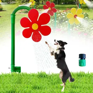Crazy Daisy Sprinkler Crazy Dancing Flower Water Sprinklers Funny Sun Flower Dancing Daisy Lawn Sprinkler for Yard Watering Dogs Playing Red Garden Sprinklers