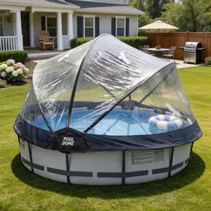 10/12 Foot Round Multifunctional All Weather Cover Pool Dome Enclosure for Outdoor Pools Compatible with Clean & Warm Water Frame Pools