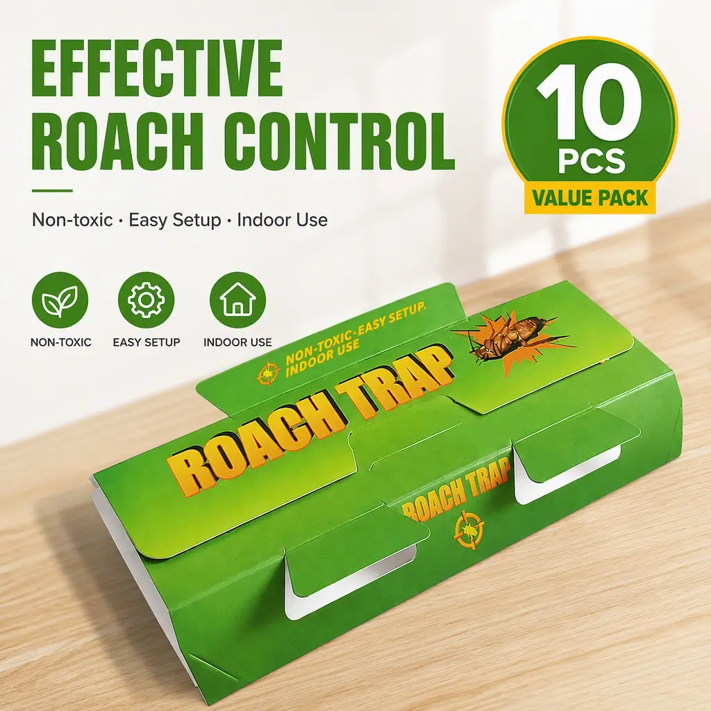 10 Pack Roach Trap Stations for Home Kitchen Bathroom Cockroach Control Bait Station Indoor Pest Control Solution Easy Setup