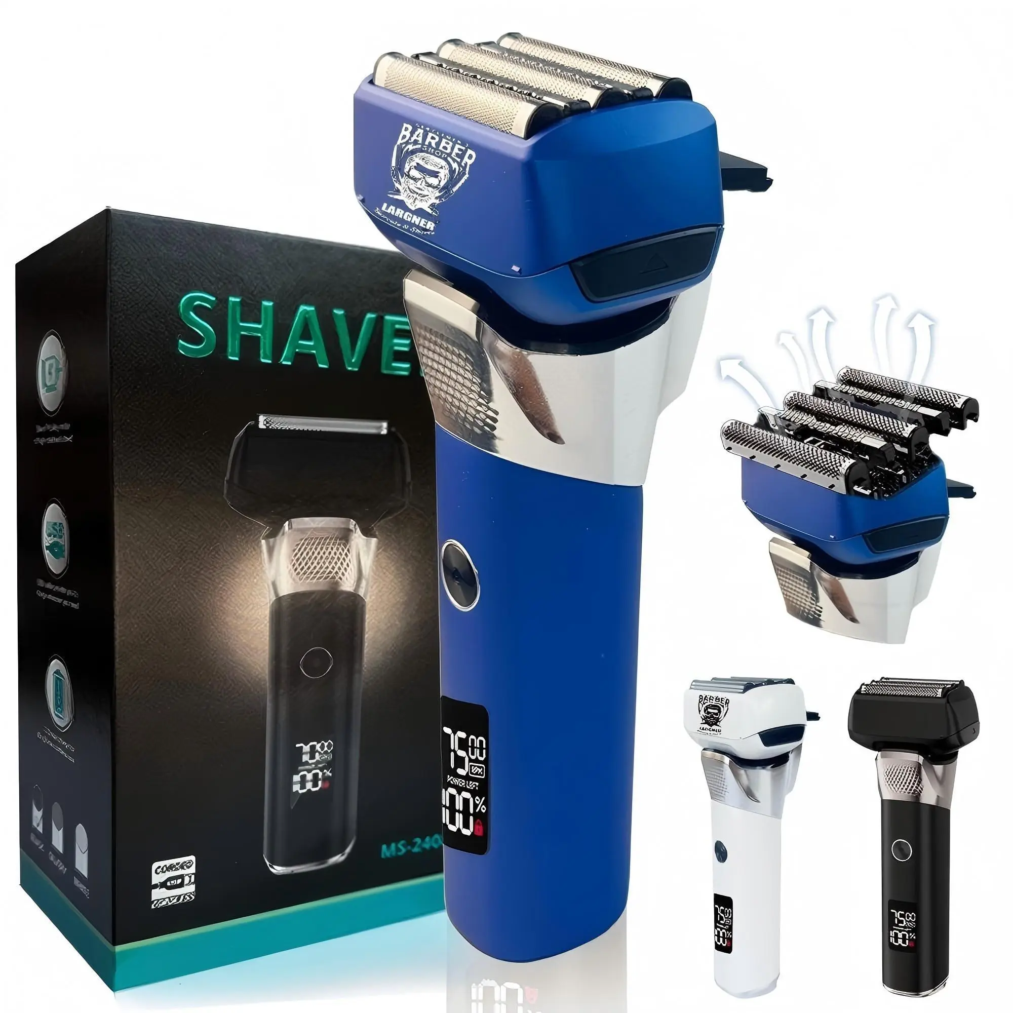 Electric Shaver for Men, 1 Box Rechargeable Cordless Portable Shaver with 5 Blades, Wet & Dry Man Shaver, Durable Shaving Machine for Travel, Cordless Waterproof Body Groomer Shaver, Body Hair Shaver