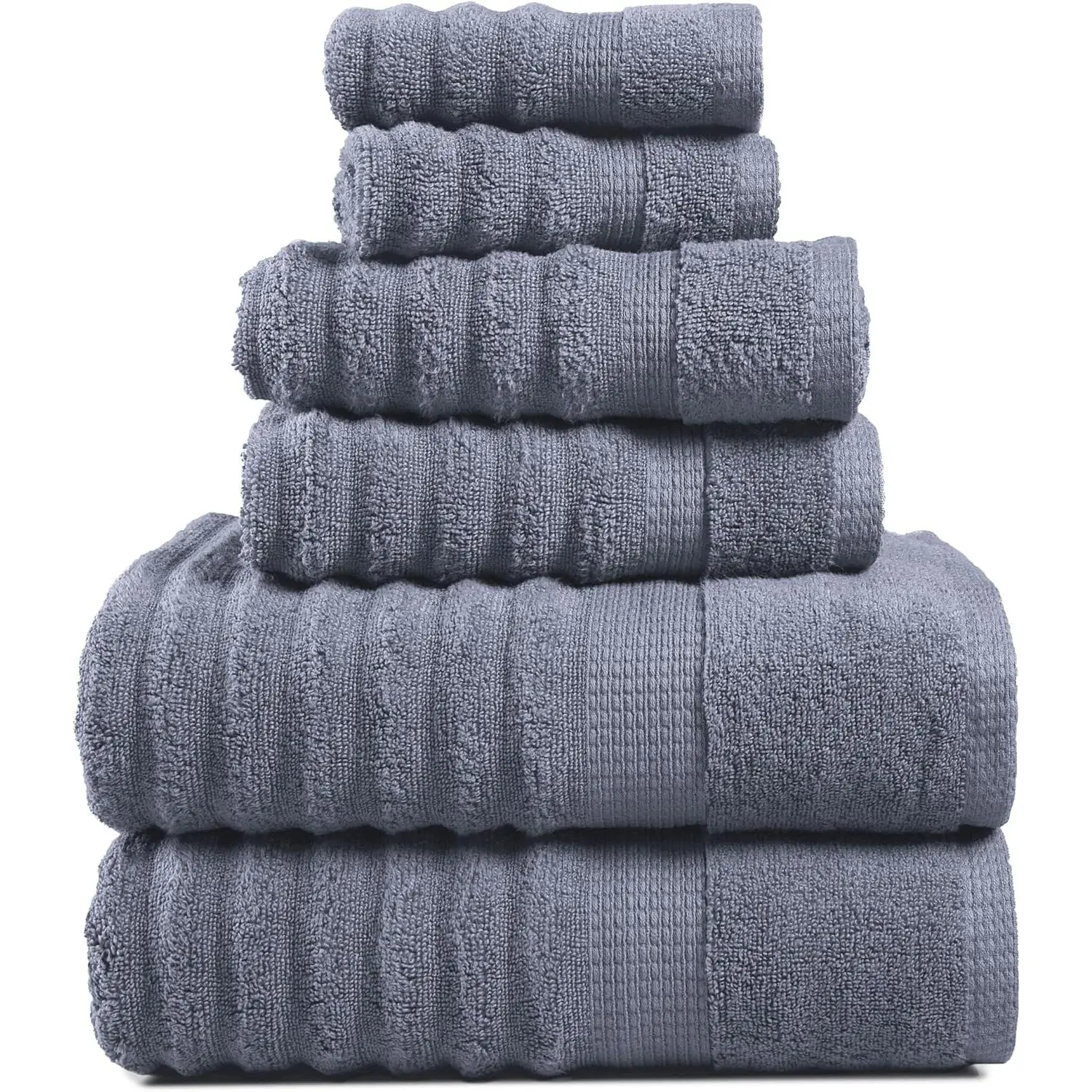 6‑Piece Mercerized Cotton Bathroom Towel Set|2 Bath+2 Hand+2 Washcloths, Quick‑Dry Soft Towels