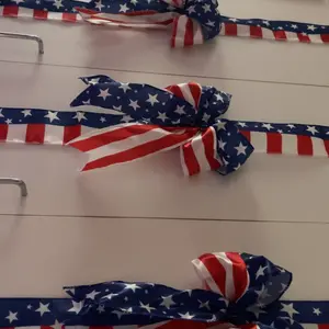 Holiday Independence Day & Memorial Day Cabinet Door Fringe Red White Blue Star Large Bow Wreath 79 x 2.4 Inches Polyester Fiber No Batteries Needed Festive Home Decoration