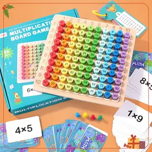 Montessori Multiplication Board Game Set, Math Logic Training, Family Interaction, Includes 100 Multiplication Cards, Stem Education Toy, Learning Materials