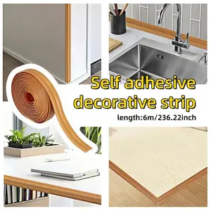 1 Roll 6 Meters/236.22 Inch Self-Adhesive Flexible Wall Corner Decorative Strip，Flexible Wall Corner Protector Moulding Trim，pvc Border Protection Strip, Three in One Design, Suitable for Walls, Ceilings, and Countertops