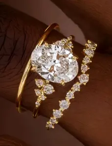 3pcs Women’s Ring Set, Elegant Stackable Bands for Daily Wear & Party, Fashion Jewelry Gift