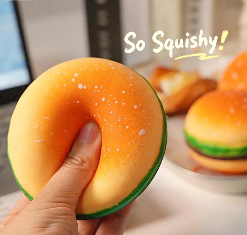 Hamburger Squishies - Moldable Non-Rebound Soft Squeeze Fidget Toy, Burger Squishy for Stress & Anxiety Relief