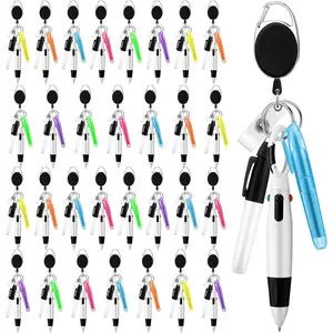 120 count Retractable Nurse Pen Bulk Set 4 in 1 Ballpoint Pens Mini Highlighter Mini Marker   Clip for Badge CNA Nurse Accessories Gifts Office(Black)