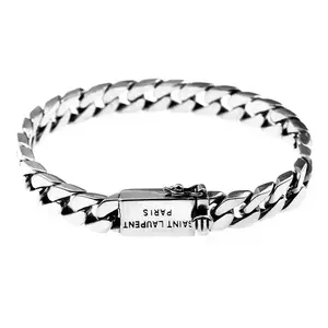 925 Sterling Silver Cuban Link Bracelet for Men Heavy Chunky Curb Chain Bangle High Polished Smooth Hip Hop Wristband Dual Safety Box Clasp Gift for Him