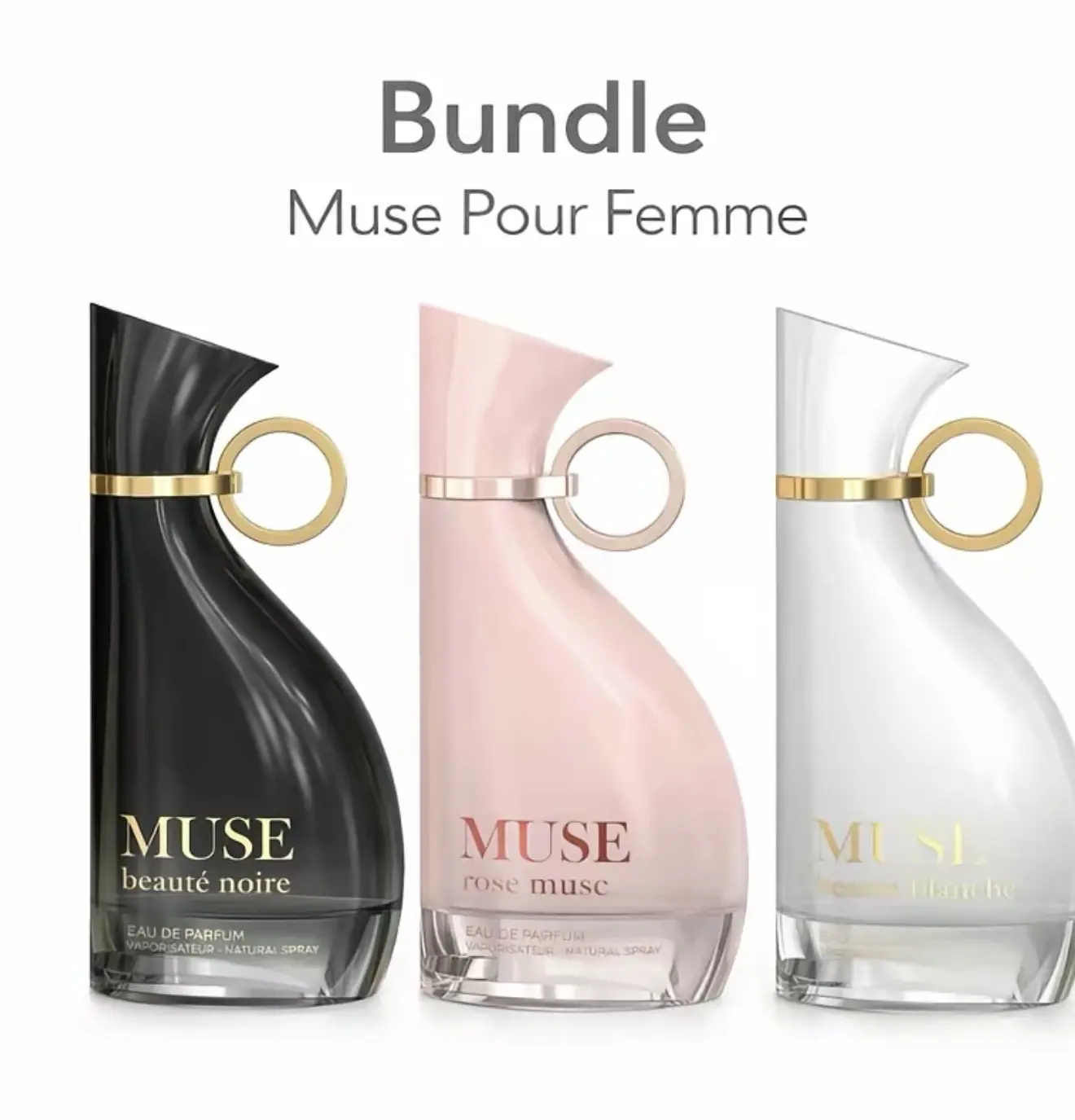 Bundle Muse Pour Femme | Muse Beaute Blanche | Muse Beaute Noire | Muse Rose Musc - Edp 3.4 oz