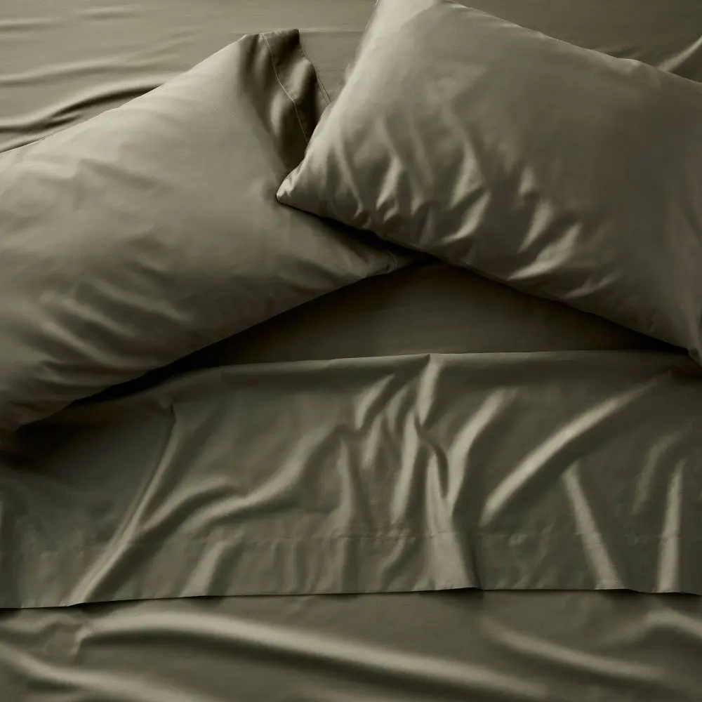 Full 600 Thread Count Sateen Sheet Set Olive Green - Casaluna