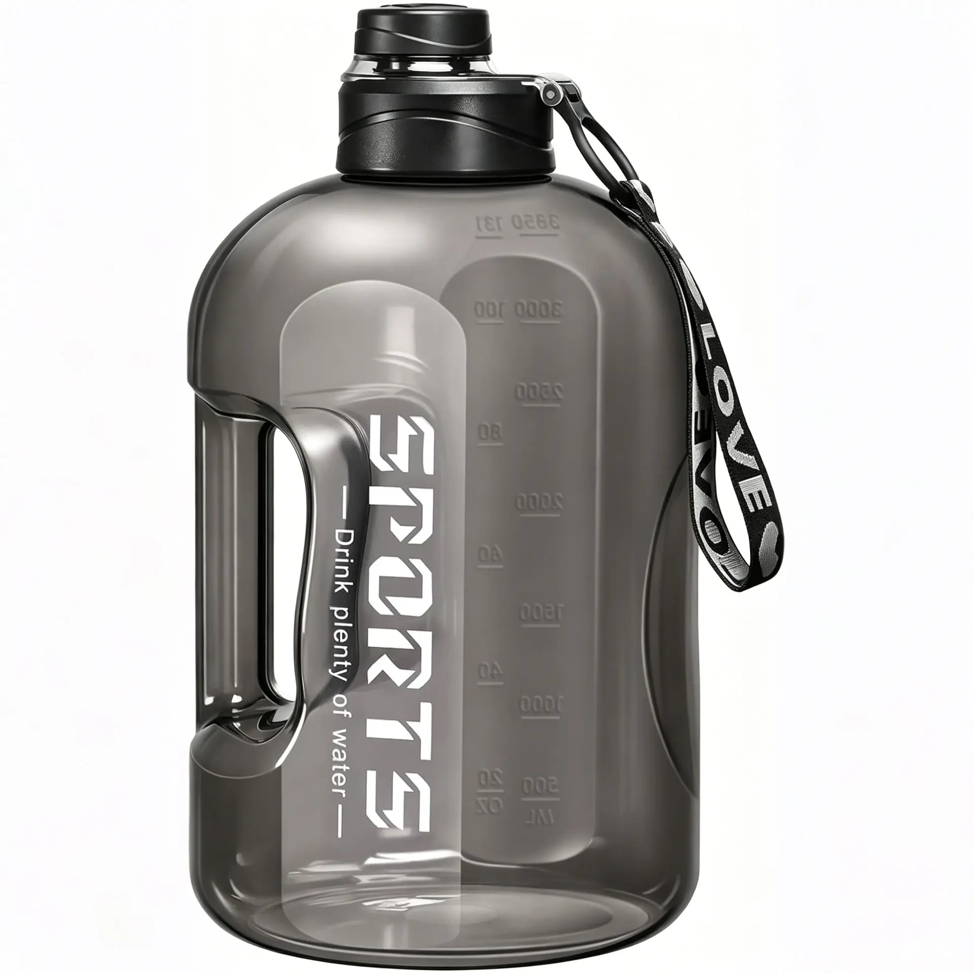 1 Gallon 128oz Sports Water Bottle with Handle & Strap, BPA Free Leakproof Large Water Jug for Gym Outdoor Sports