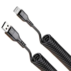 Stretchable USB to Lightning Cable 6ft Fast Charge Cord for iPhone 14/Plus/Pro/Pro Max/13/12/11/x/8/7