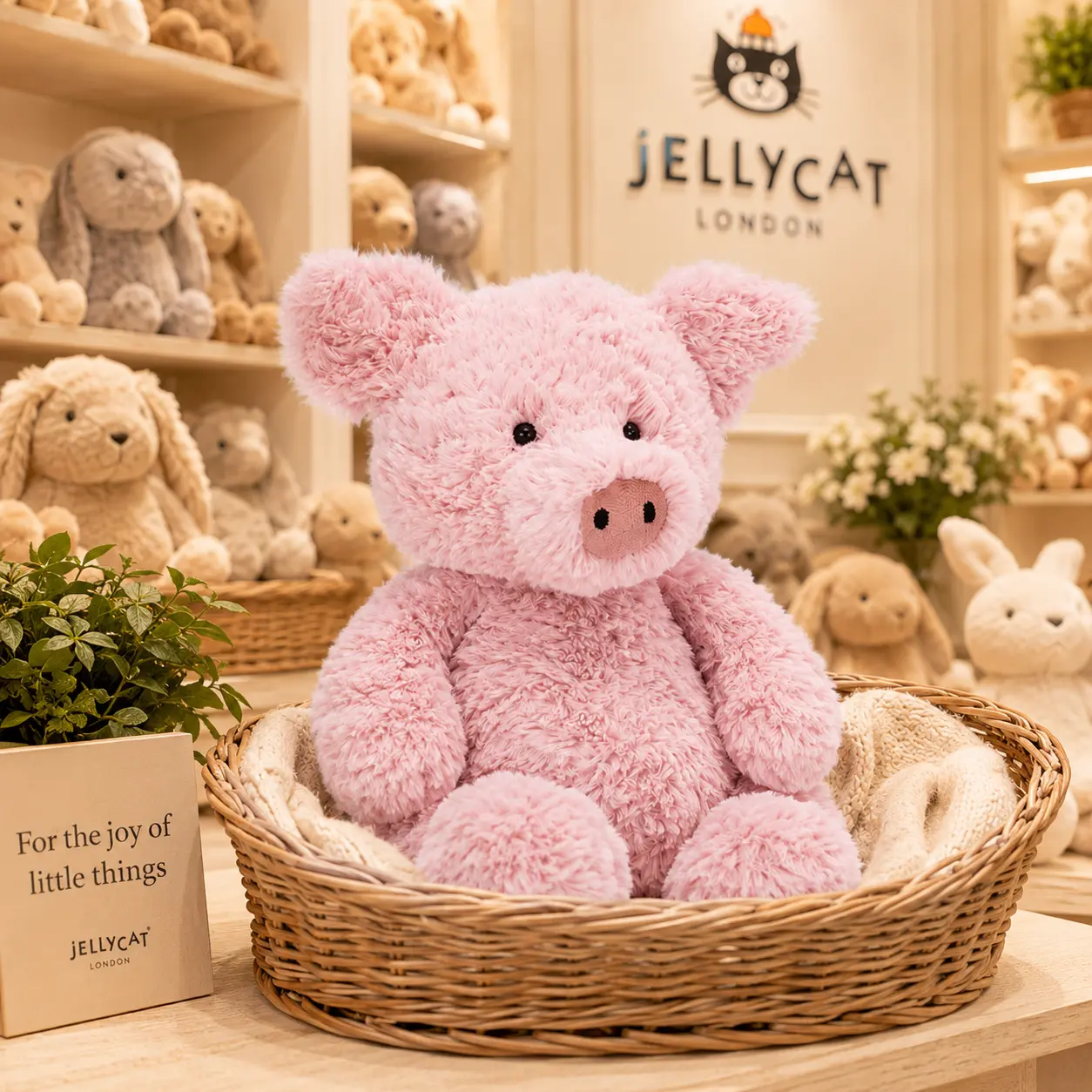 Jellycat Barnabus Pig Plush with Gift Bag, Adorable Soft Pink Piggy Stuffed Animal, Cozy Farmhouse Snuggle Toy for Kids, Baby Shower, Birthday, Nursery Decor & Plush Collectors