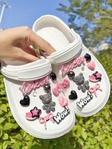 20-Pack Bear Shoe Charms with Cute Bow, DIY Decoration for Punch Shoes, Charming Accessories Set for Fashion Lovers