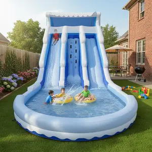 Inflatable Water Slide for Kids&Adults Inflatable Water Slide Outdoor Indoor, Birthday Party Inflatable Grade Water Slide Swimming Pool, Big Waterslide Large Inflatable Water Slide with Splash Pool Backyard Fun