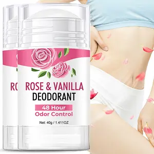 2pcs Rose & Vanilla Deodorant Sticks with Hyaluronic Acid - 72-Hour Long-Lasting Scent, Fragrance-Free Formula for Underarms, Body, And Intimate Areas, Unisex Adult Use, Deodorant Sticks, Intimate Care, Floral Design, Fragrancefree Formula