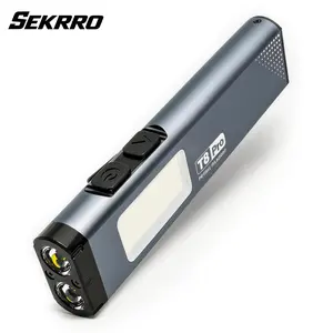 Sekrro Rechargeable EDC Flashlight 800 Lumens USB-C LED Torch with COB Floodlight 7 Modes Dual Switch Magnetic Base Beeper Alarm Pocket Clip for Camping Hiking Repair Emergency Zoomable Tactical Lantern