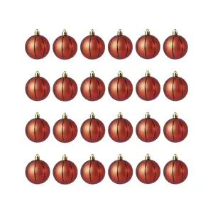 24PCS Basketball Shape Christmas Ball Ornaments Set - Glitter Hanging Christmas Decorations for Sports Theme Xmas Tree