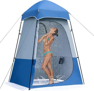 Camping Shower Tent, 7.9 FT Extra Tall Oversize Privacy Tent, Portable Outdoor Bathroom Toilet Tent with Floor, Easy Set Up Privacy Shelter for Dressing, Hiking, Fishing, UPF50+