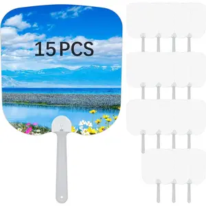 15 Pcs Handheld Church Fans Set, Blank Double-Sided Sublimation Paddle Fan Blanks, DIY Hand Fan for Church Parties and Wedding for Guests