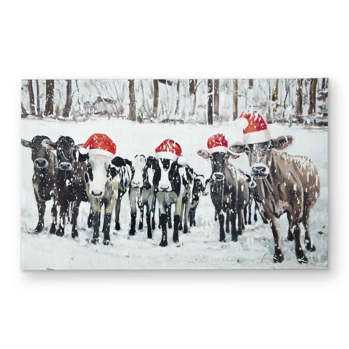 Begin Home Decor CODM2134GHX3OZ 21 x 34 in. Curious Christmas Cows - Holiday Snow Door Mat for Decor