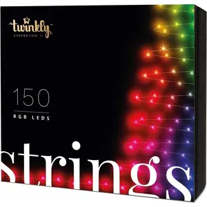 Twinkly Christmas Smart App Controlled 150 RGB LED String Lights, Green Wire