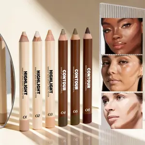3 contour sticks and 3 highlighting sticks in a 6-piece set, Bronzer, Glowy highlighter, with cool and warm tones, suitable for skin tones and makeup needs, long-lasting wear, not easy to smudge, cost-performance, portable and practical