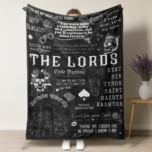Spade Brothers Lords Dark Romantic Wool Blanket - Featuring a citation collage design from Carrington University. Perfect for dark romantic book lovers, ideal for book Nook and bedroom decoration.