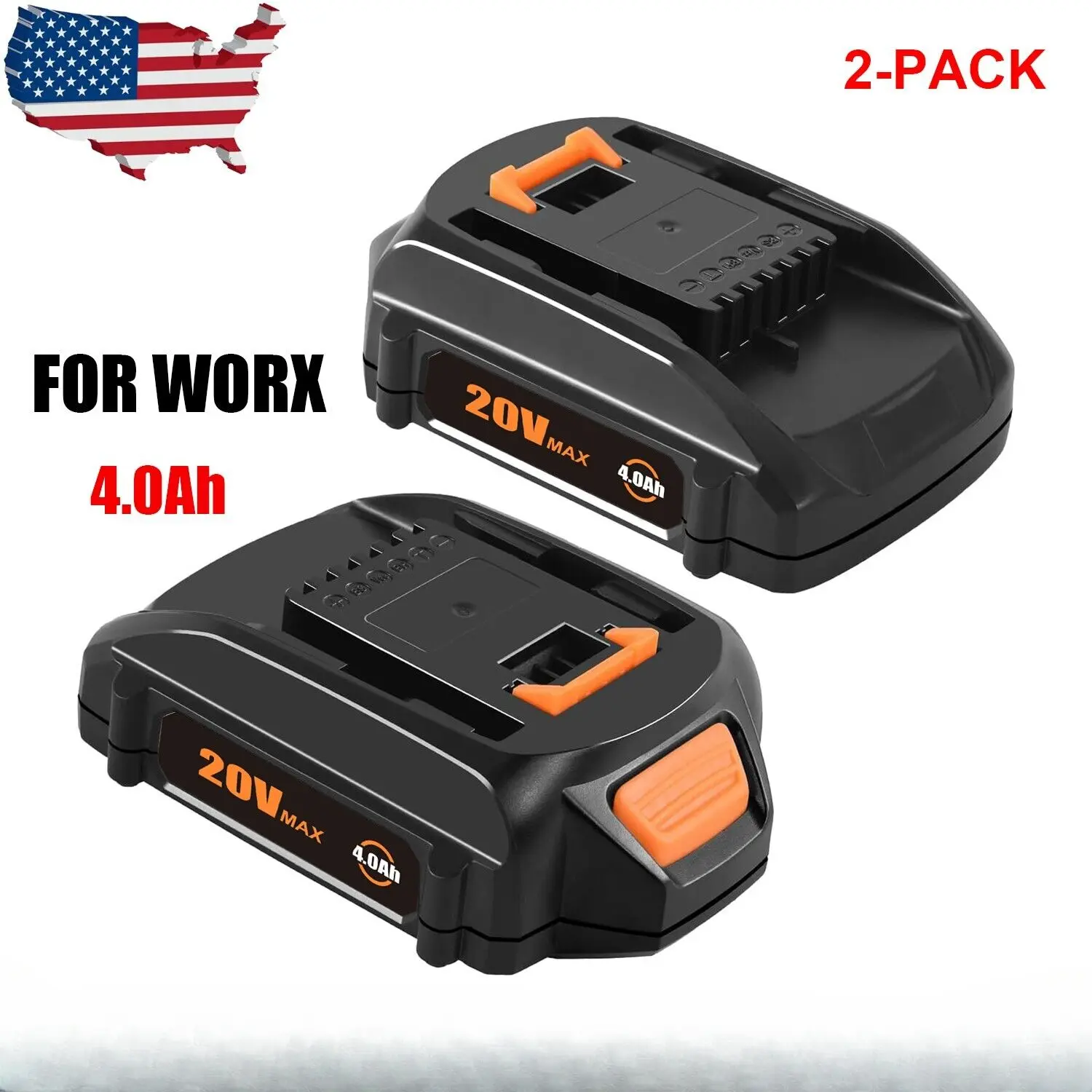 2Pack High-Efficiency 20V MAX Compact Lithium Battery for WORX Power Tool, Compatible with Cordless Power Tools WA3520 WA3525 WA3575 WG1