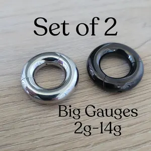 Septum Rings Set Silver Black 2g 4g 6g 8g 10g 12g 14g Hinged Clicker Hoop Earrings Steel Big Gauges Ear Piercing Cartilage plugs men women